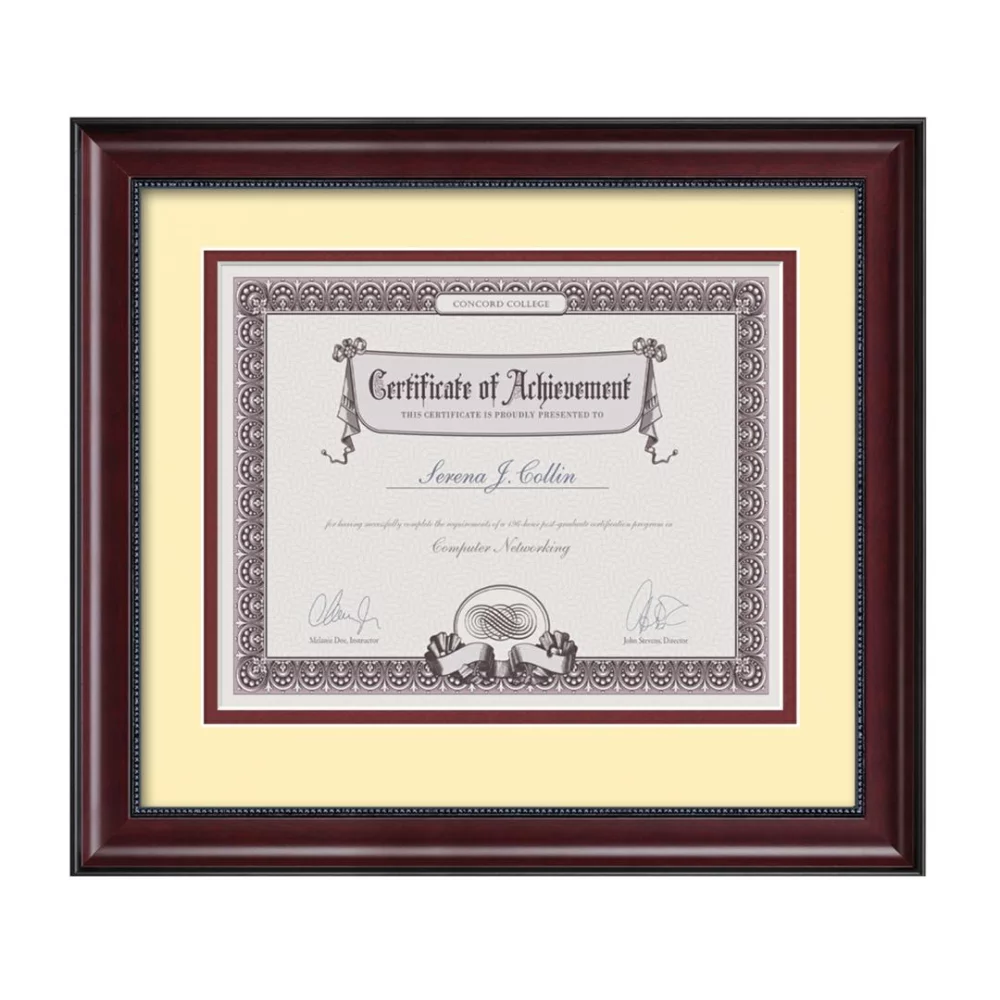 Cadre de certificat Devonshire - Acajou/Crème 8½"x11"
