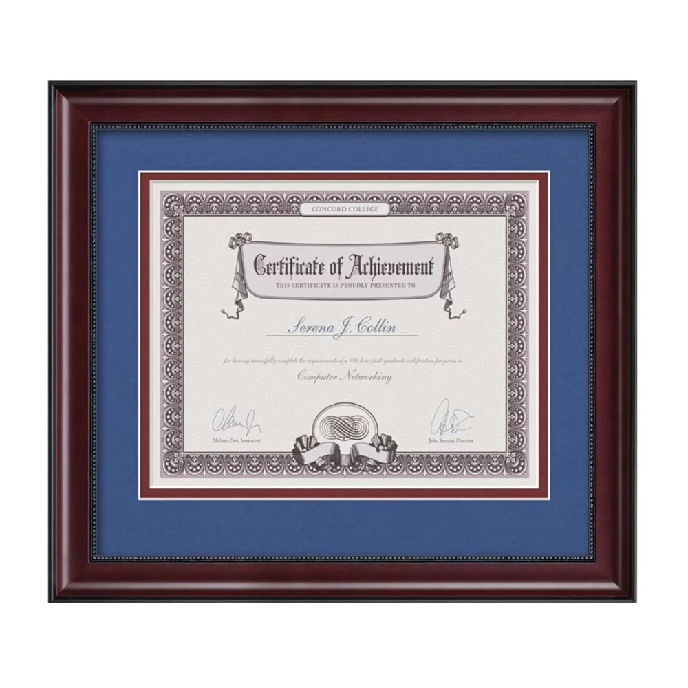 Cadre de certificat Devonshire - Acajou/Bleu royal 8½"x11"