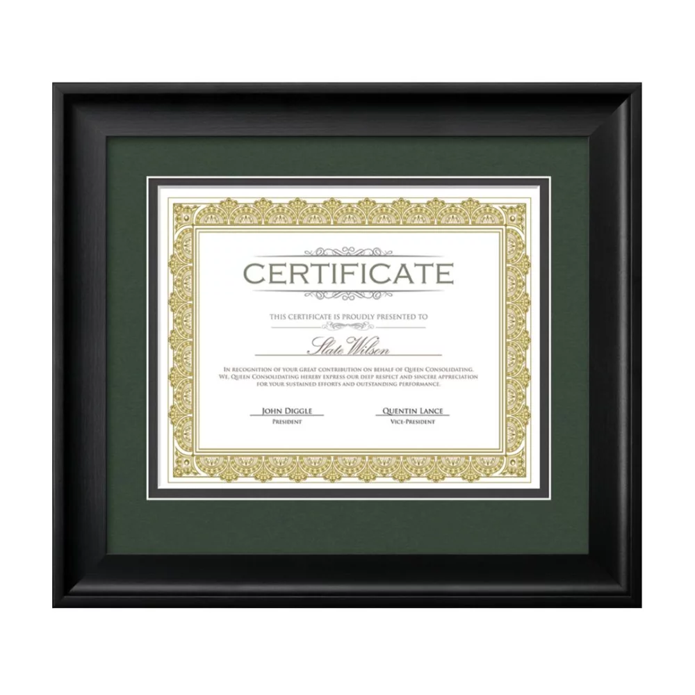 Cadre de certificat Fleetwood - Noir/Vert forêt 8½"x11"