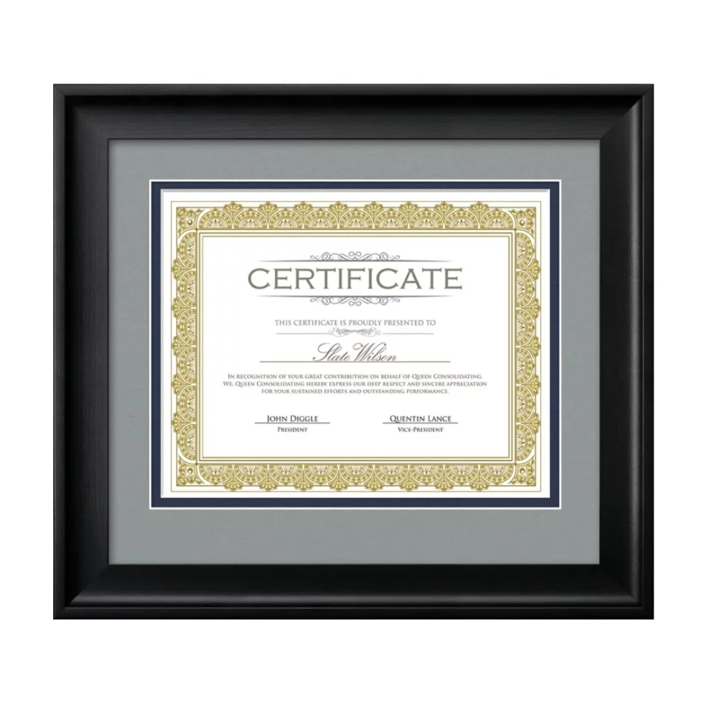 Fleetwood Certificate Frame - Black/Teal Grey 8½"x11"