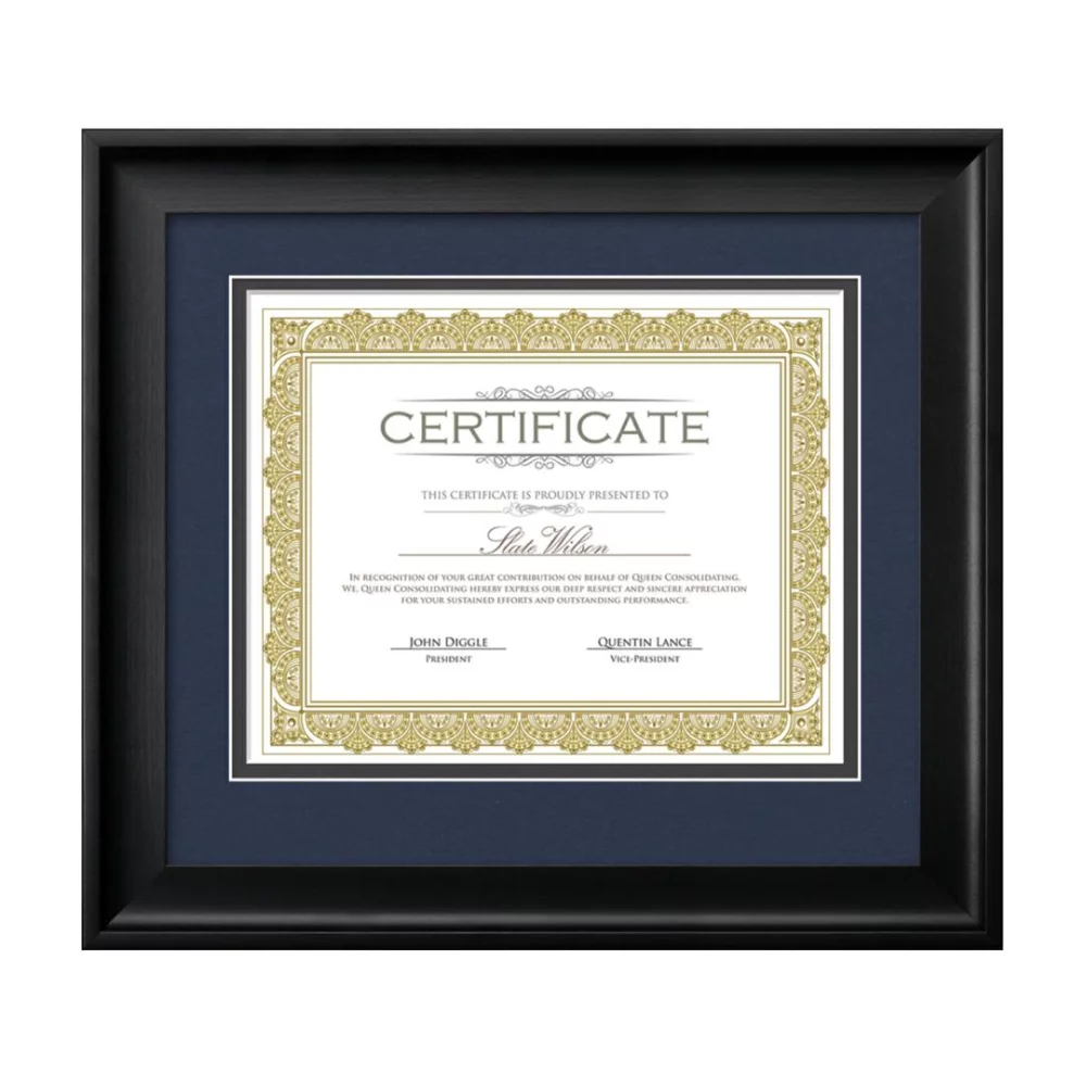 Fleetwood Certificate Frame - Black/Midnight Blue 8½"x11"