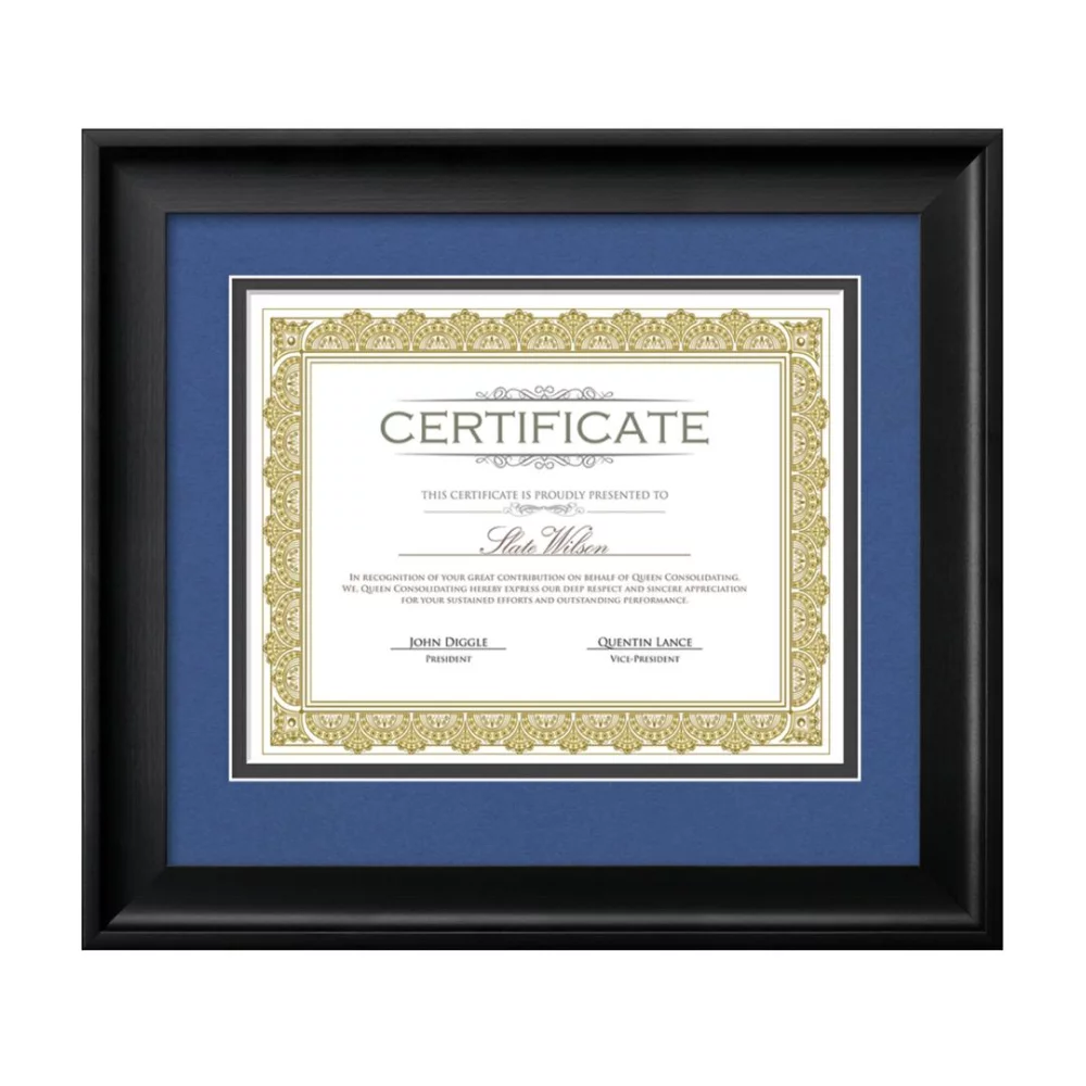 Fleetwood Certificate Frame - Black/Royal Blue 8½"x11"