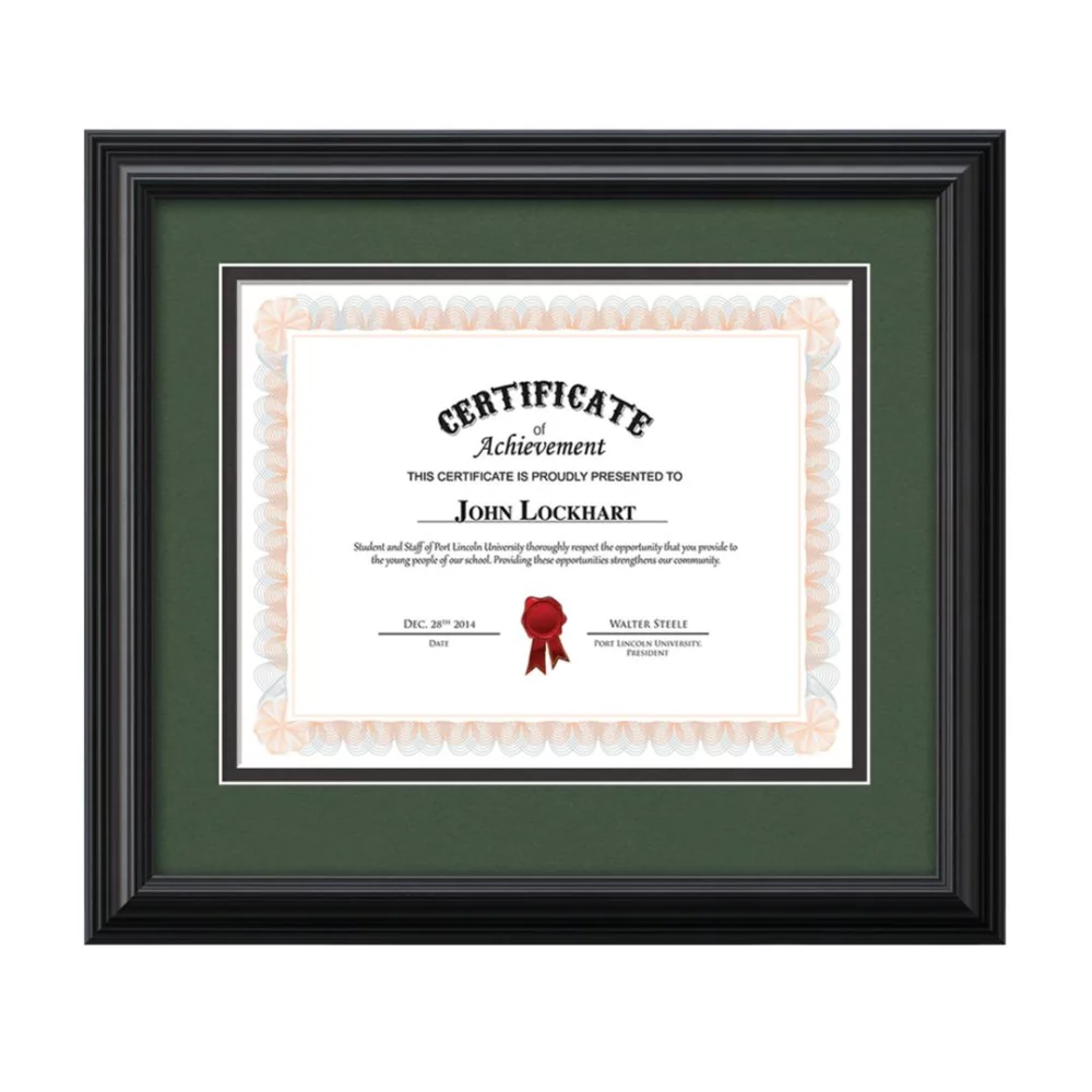 Cottingham Certificate Frame - Black/Forest Green 8½"x11"