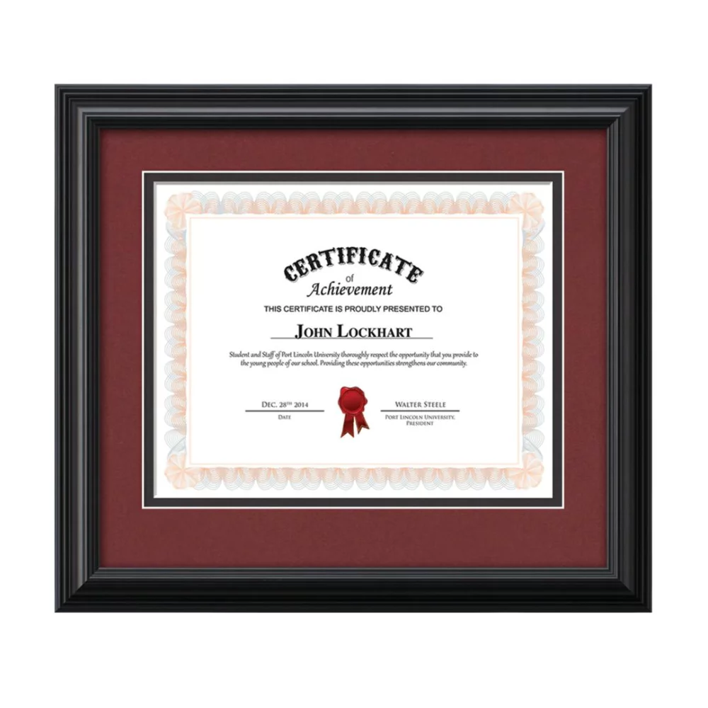 Cottingham Certificate Frame - Black/Crimson 8½"x11"