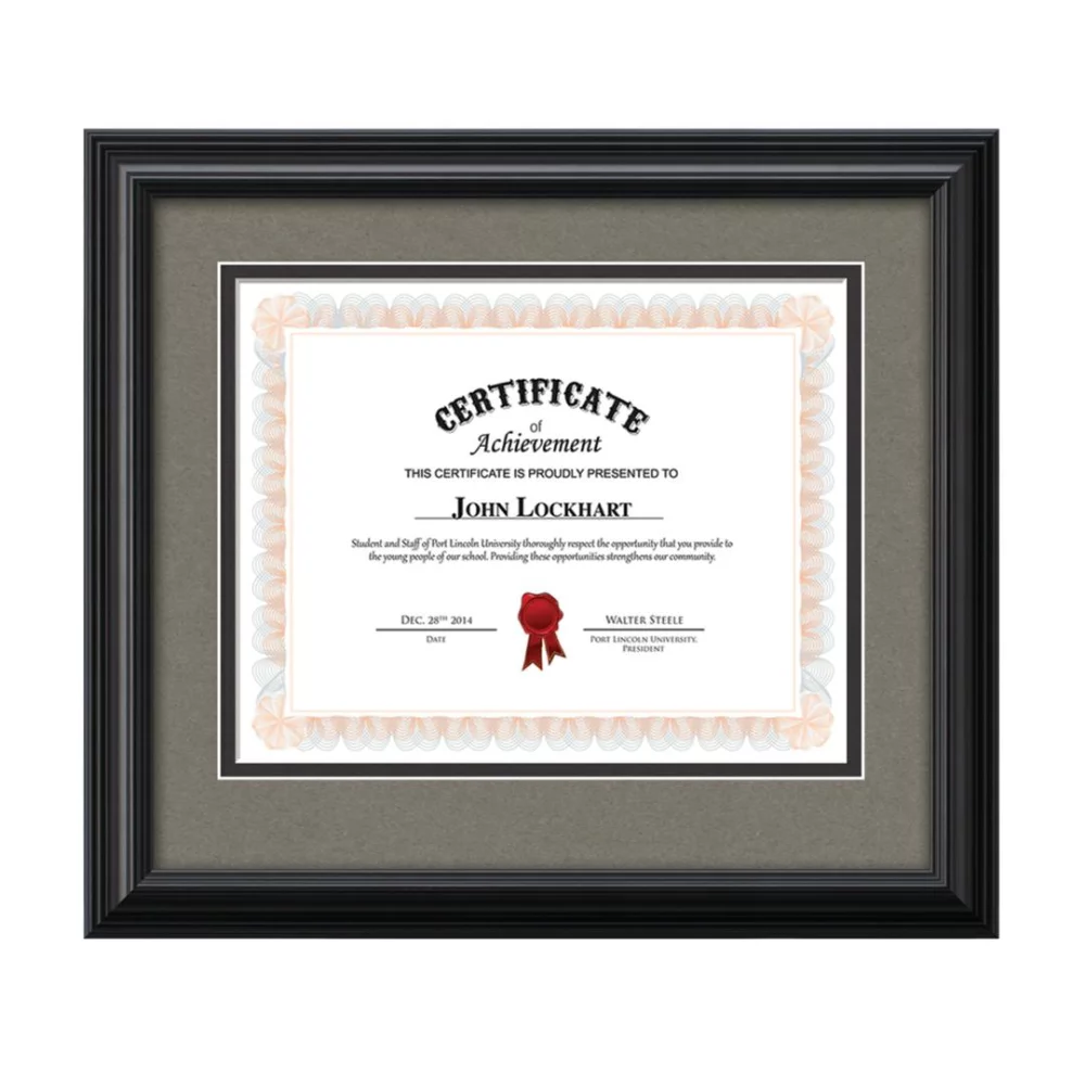 Cottingham Certificate Frame - Black/Dover Grey 8½"x11"