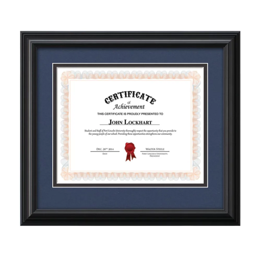 Cottingham Certificate Frame - Black/Midnight Blue 8½"x11"