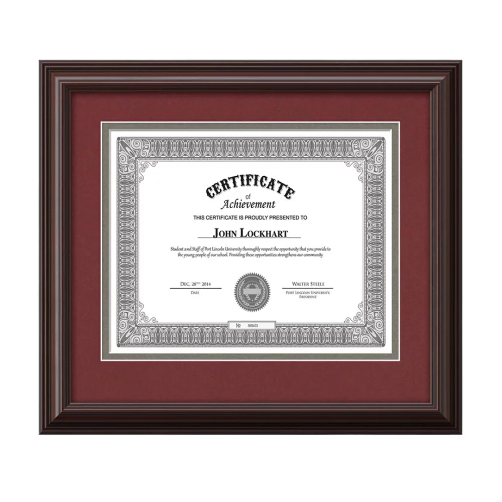 Cadre de certificat Cottingham - Acajou/Cramoisi 8½"x11"