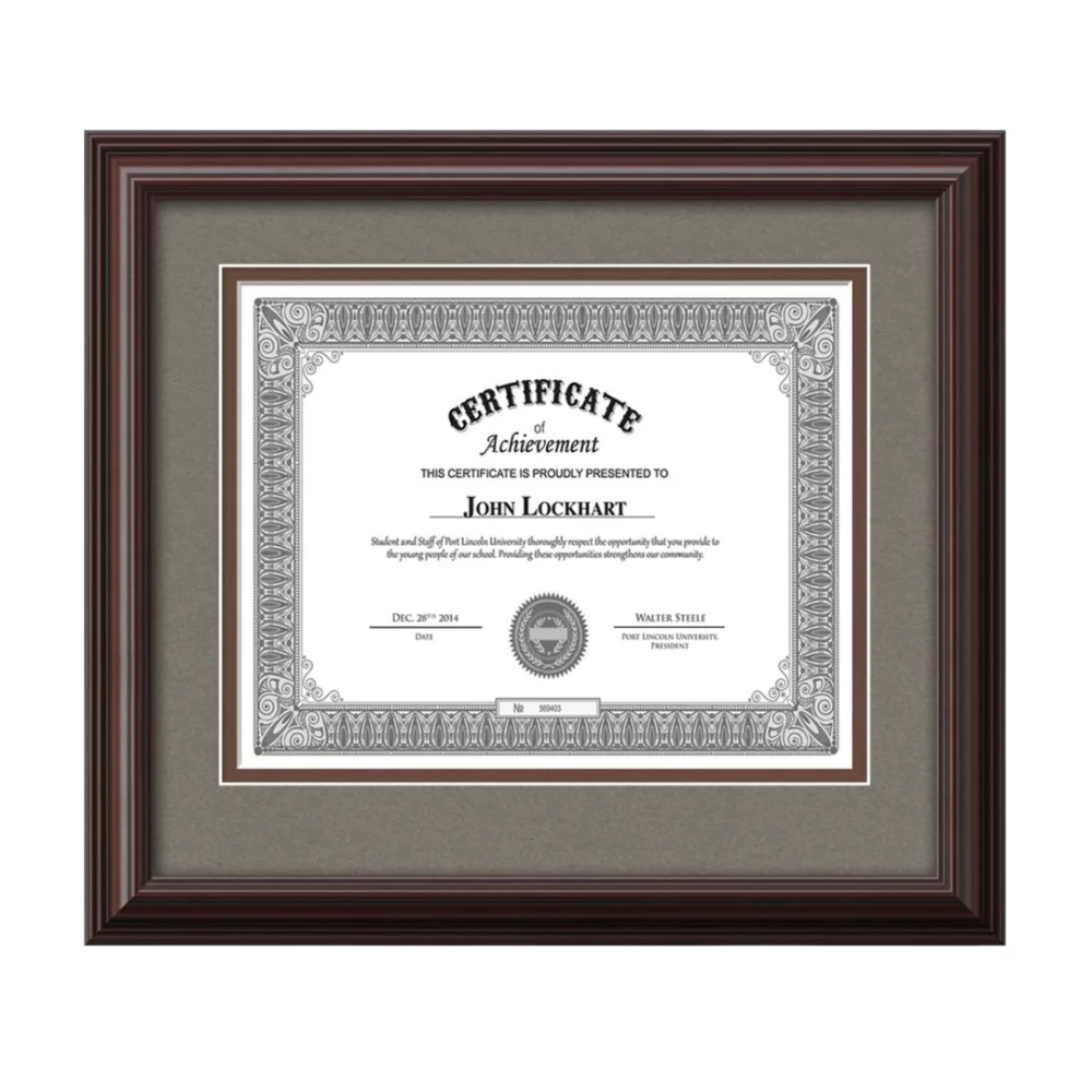 Cadre de certificat Cottingham - Acajou/Grège de Douvres 8½"x11"