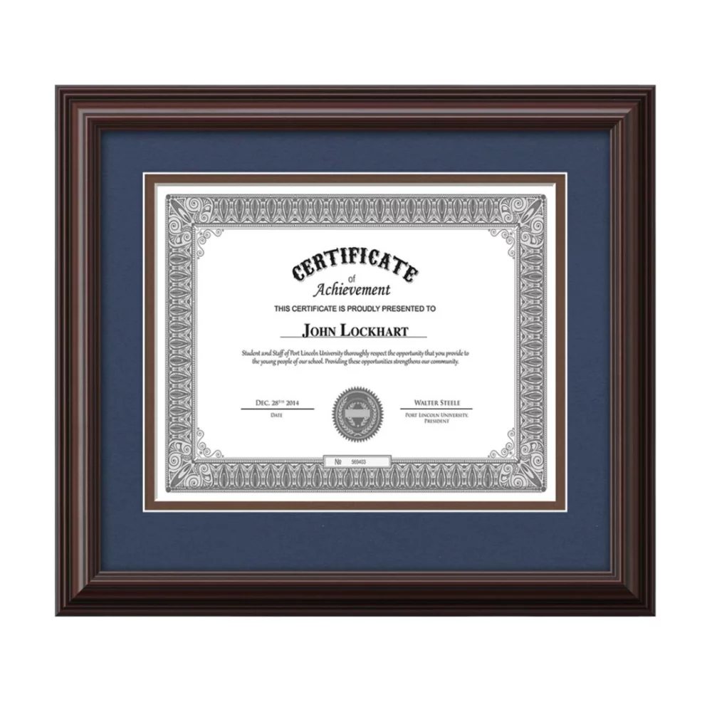 Cadre de certificat Cottingham - Acajou/Bleu nuit 8½"x11"