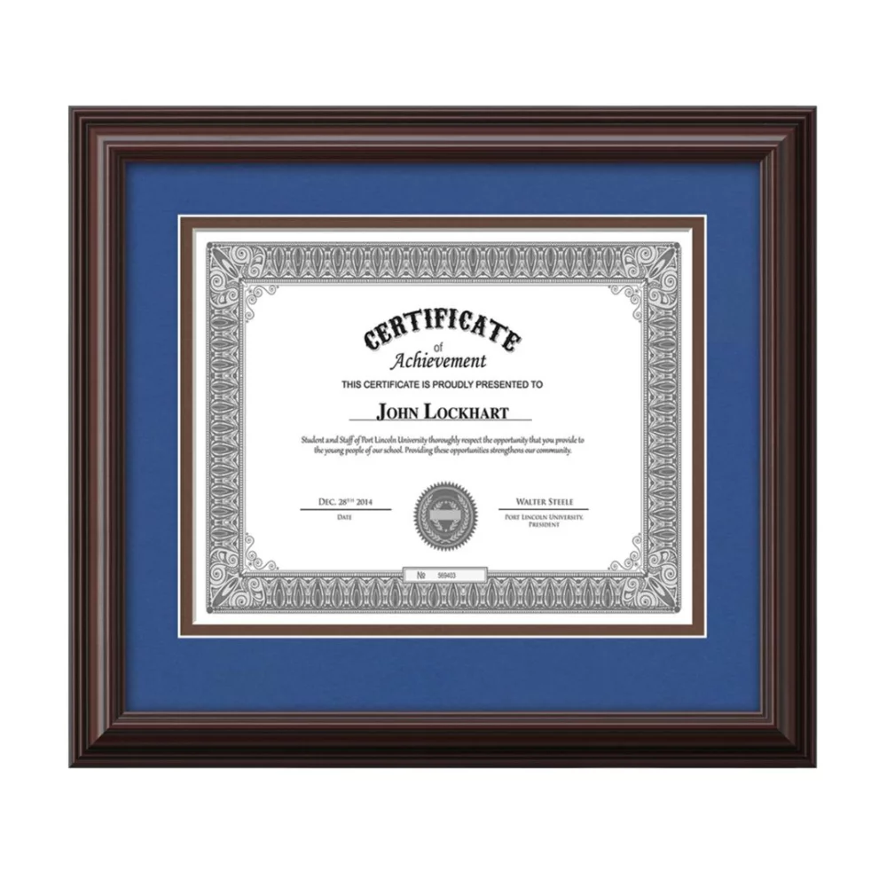 Cadre de certificat Cottingham - Acajou/Bleu royal 8½"x11"