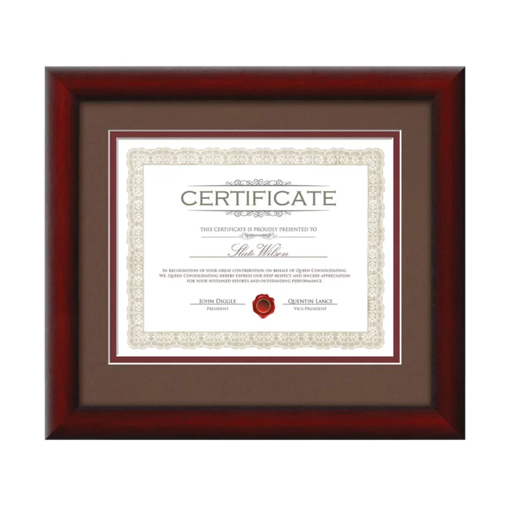Cadre de certificat Cottingham - Acajou/Châtaigne 8½"x11"