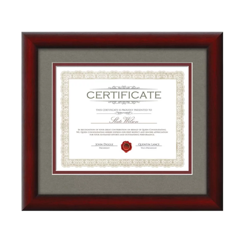 Cadre de certificat Wellesley - Acajou/Gris de Douvres 8½"x11"