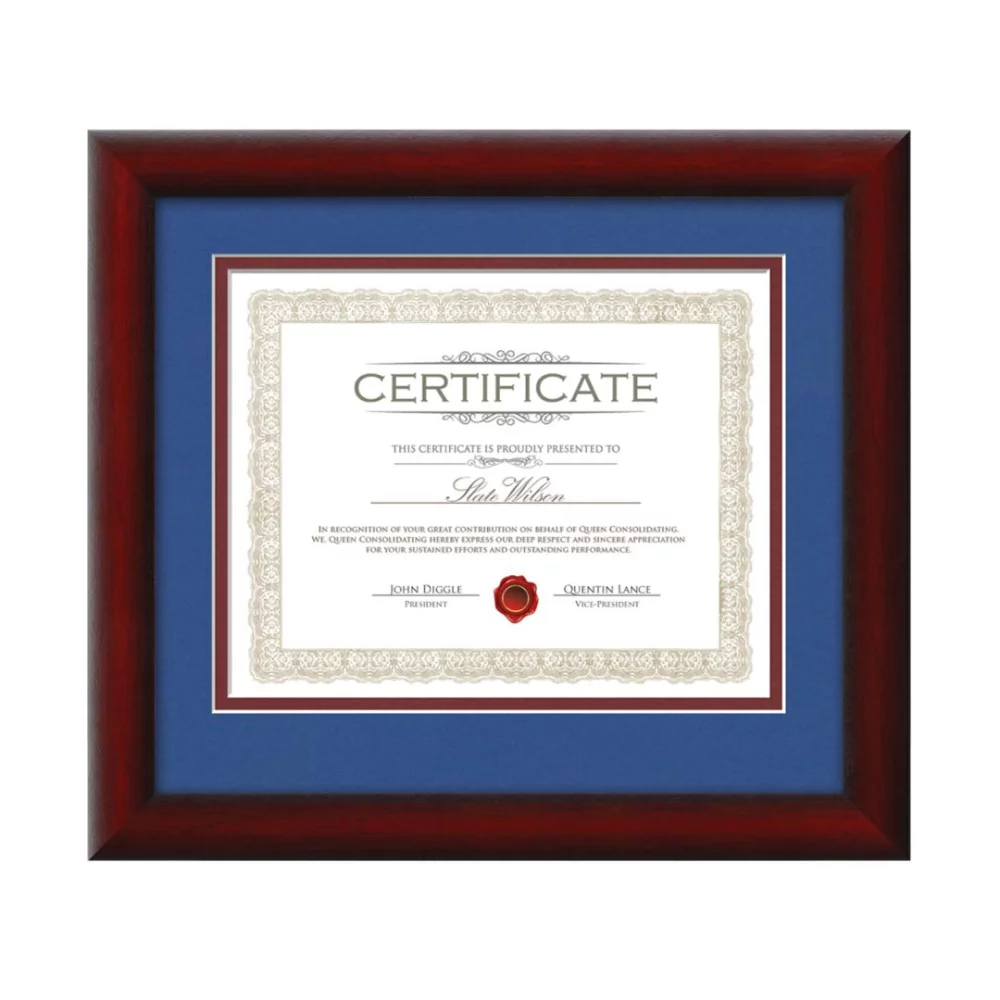 Cottingham Certificate Frame - Mahogany/Royal Blue 8½"x11"