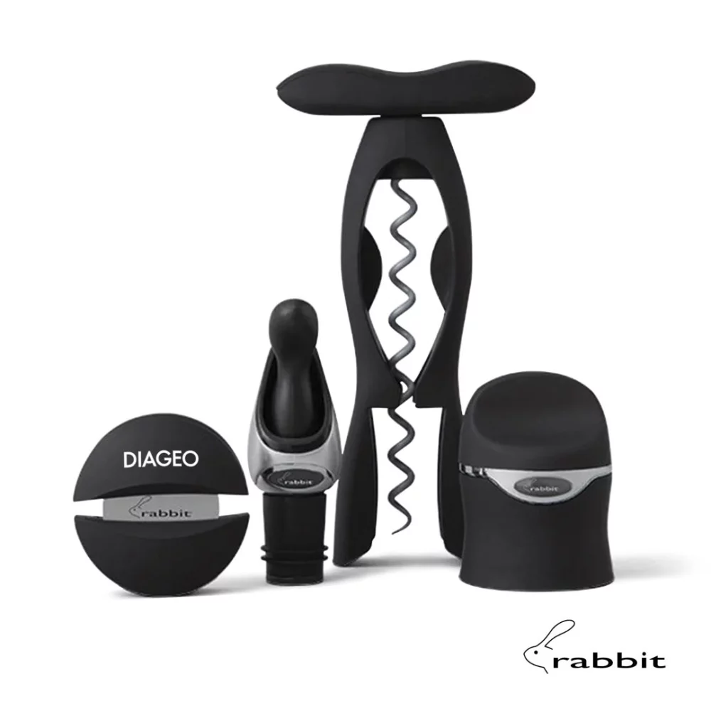 Ensemble d'outils à vin rabbit® 4 pièces - Noir