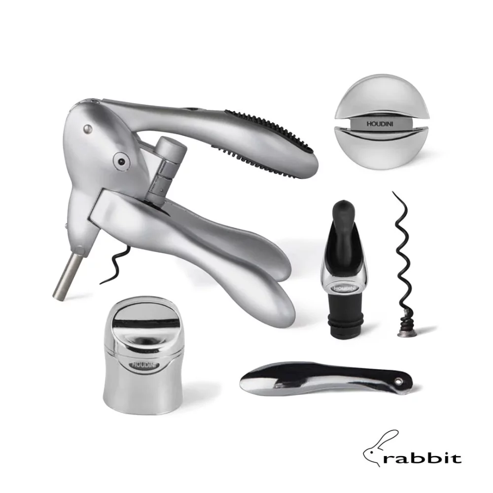 Ensemble d'outils à vin rabbit® 6 pièces - Argent