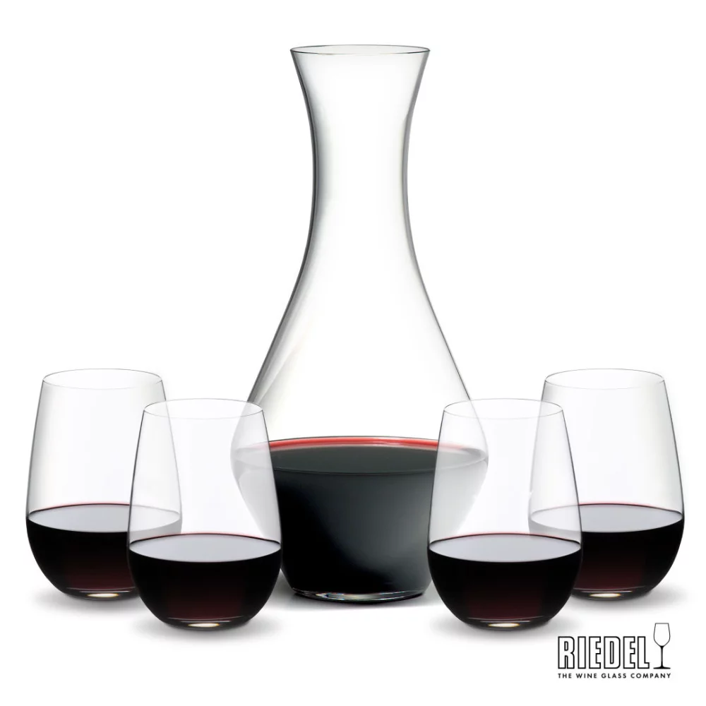 RIEDEL Carafe à Merlot et 4 verres à vin sans pied.