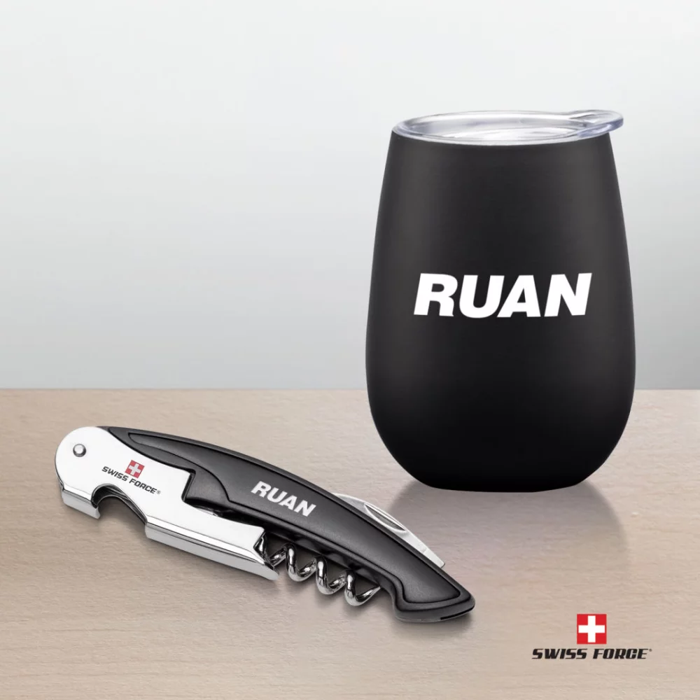 Swiss Force® Rosette Wine Gift Set - Black