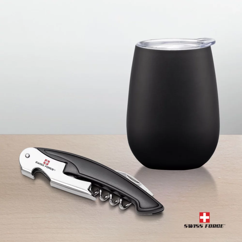 Ensemble cadeau de vin Swiss Force® Rosette - Noir