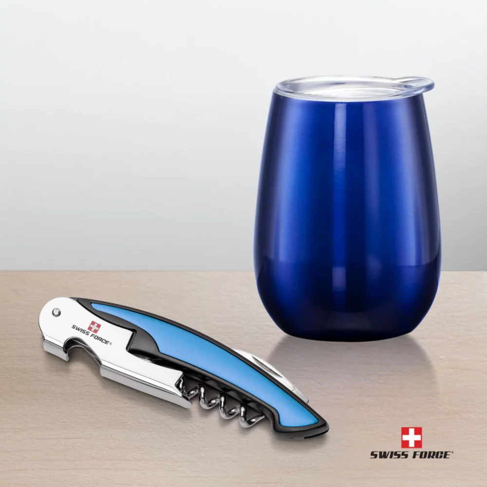 Ensemble cadeau de vin Rosette Swiss Force® - Bleu