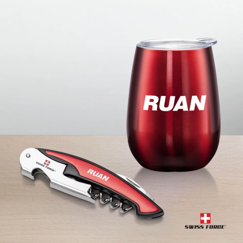Ensemble cadeau de vin Rosette Swiss Force® - Rouge