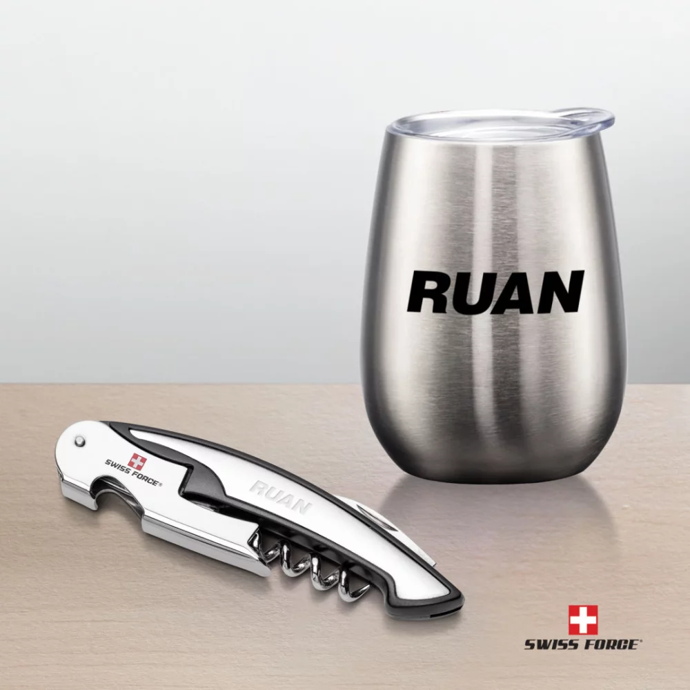 Ensemble cadeau de vin Rosette Swiss Force® - Argent