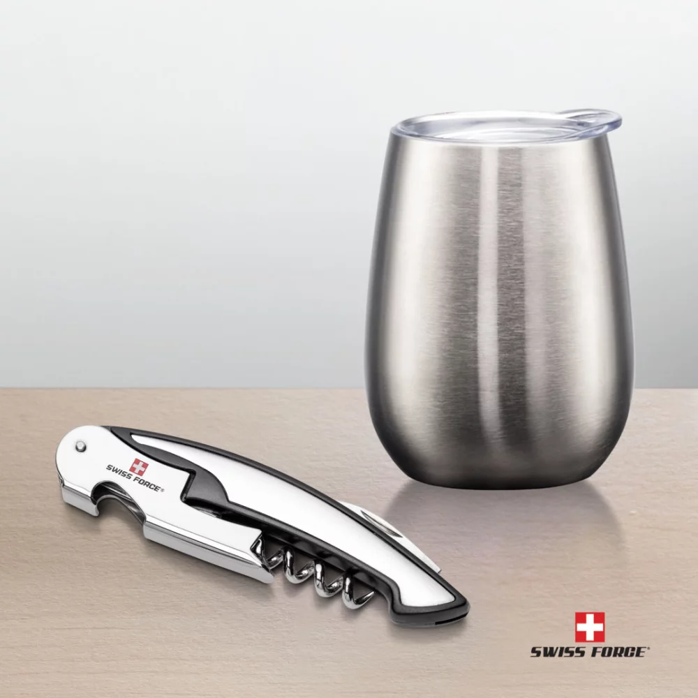 Ensemble cadeau de vin Rosette Swiss Force® - Argent