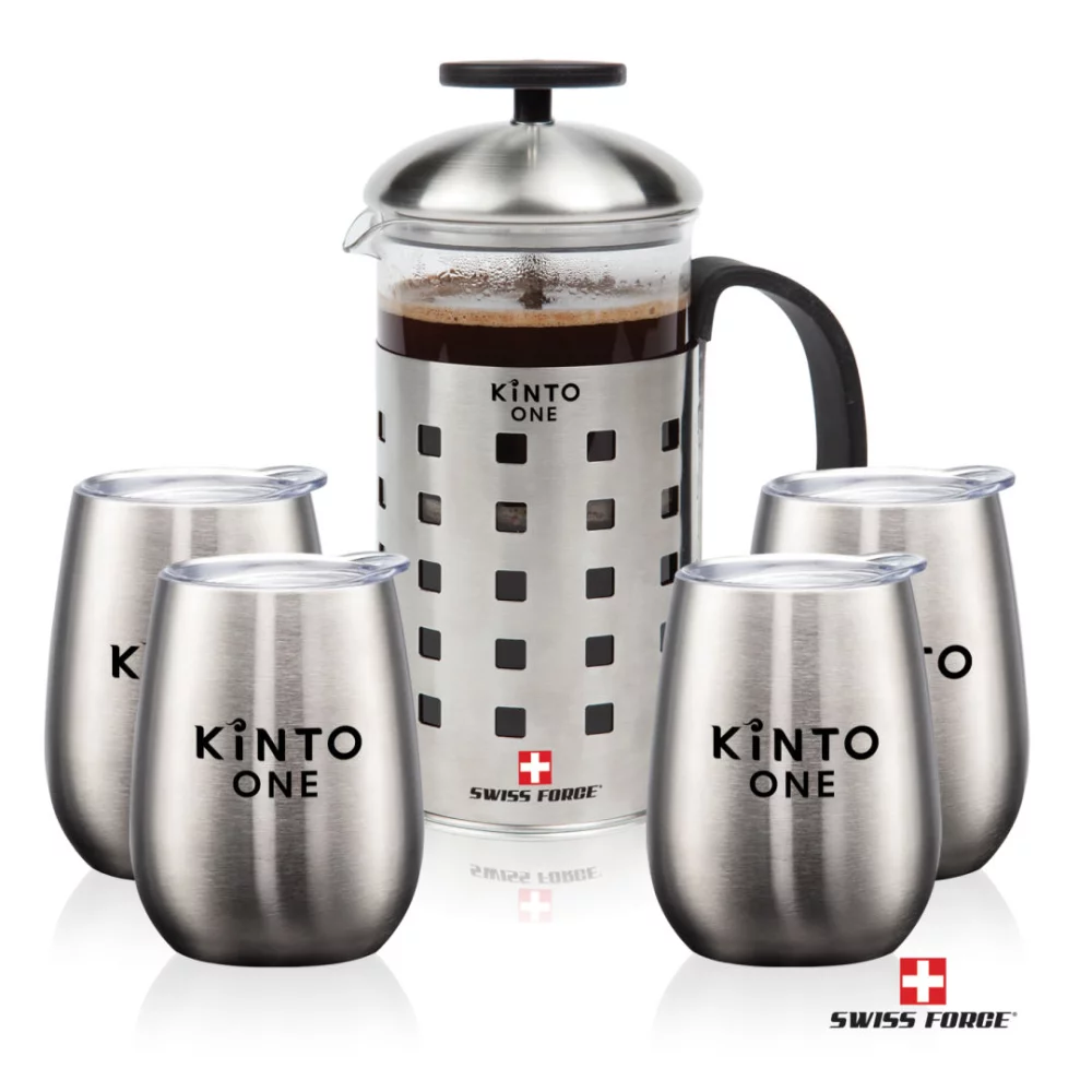Swiss Force® Coffee Press & 4 Vivaldi Cups - Set of 5