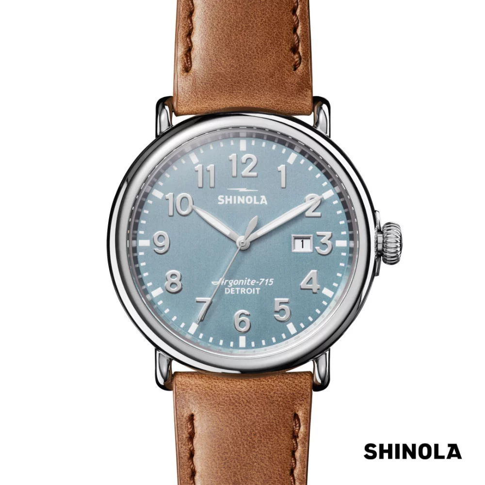 Montre Shinola® Runwell - 47mm Bleu Pierre/Marron