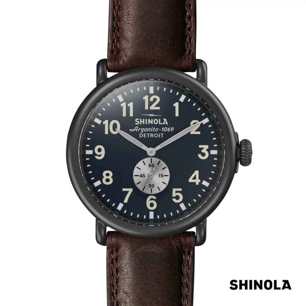Montre Shinola® Runwell - 47mm Bleu Nuit/Roseau