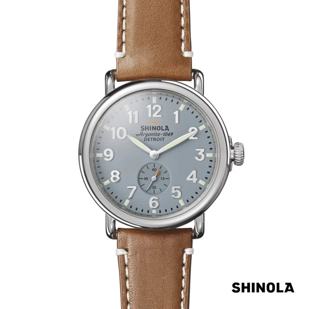 Montre Shinola® Runwell - 41mm Bleu Ardoise/Marron