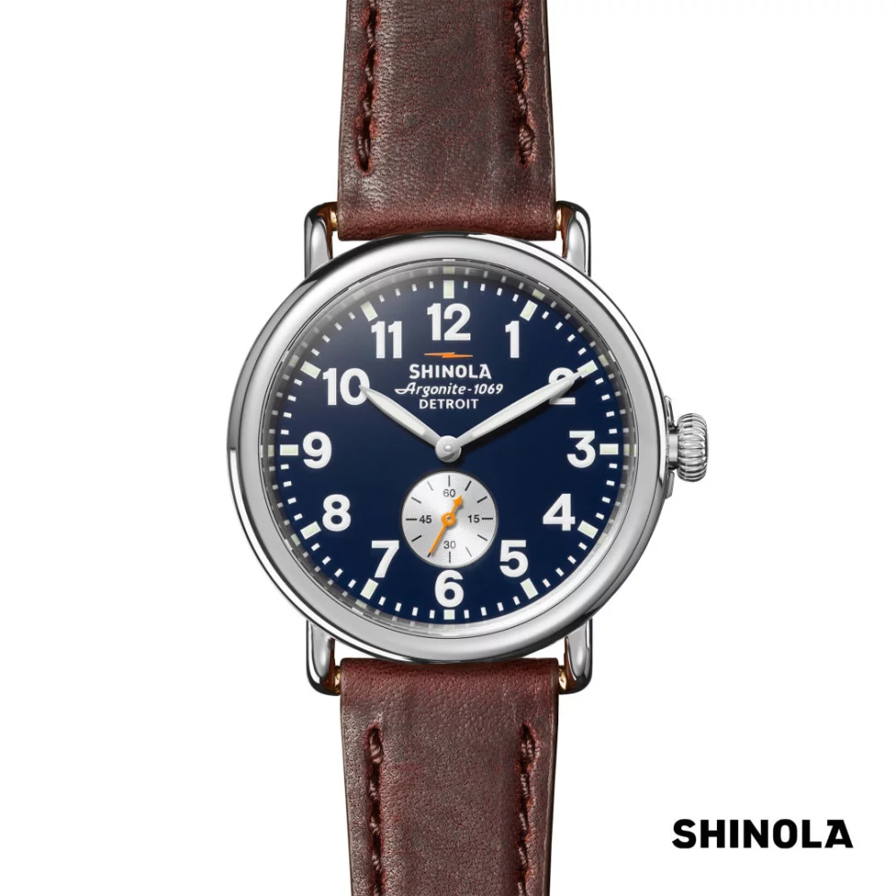 Montre Shinola® Runwell - 41mm Bleu nuit/Roseau