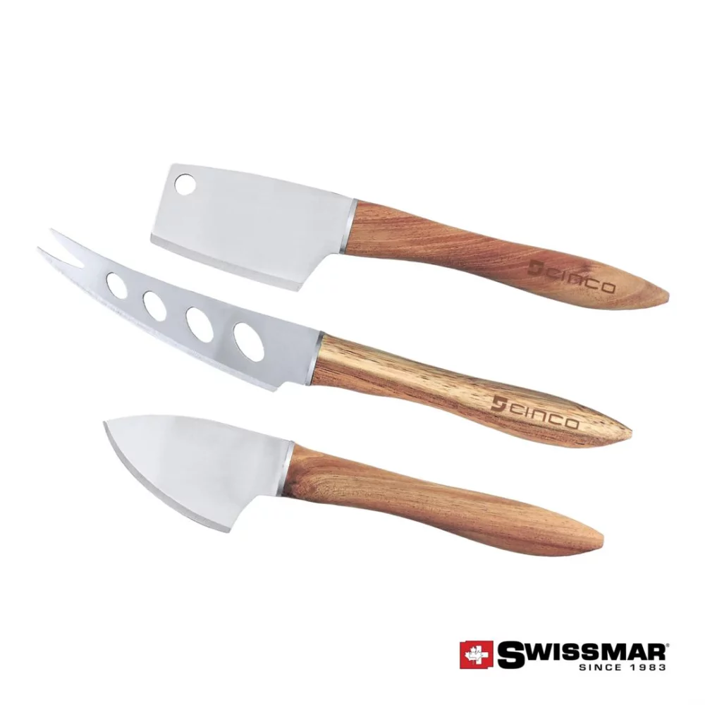 Swissmar® 3pc Acacia Handle Cheese Knife Set - Stainless