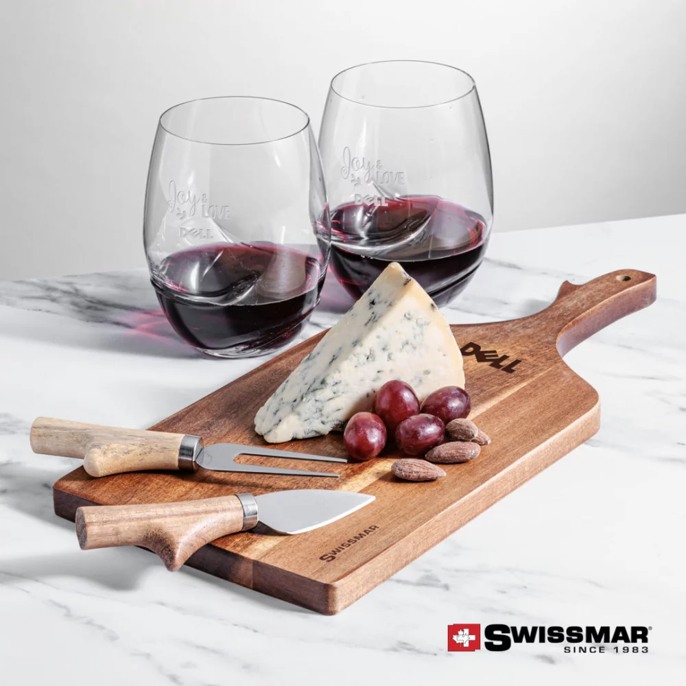 Planche à pagaie Swissmar® & 2 verres à vin sans pied Bartolo