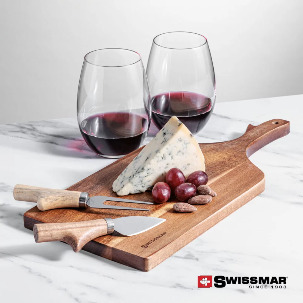 Planche à pagaie Swissmar® et 2 verres à vin sans pied Carlita