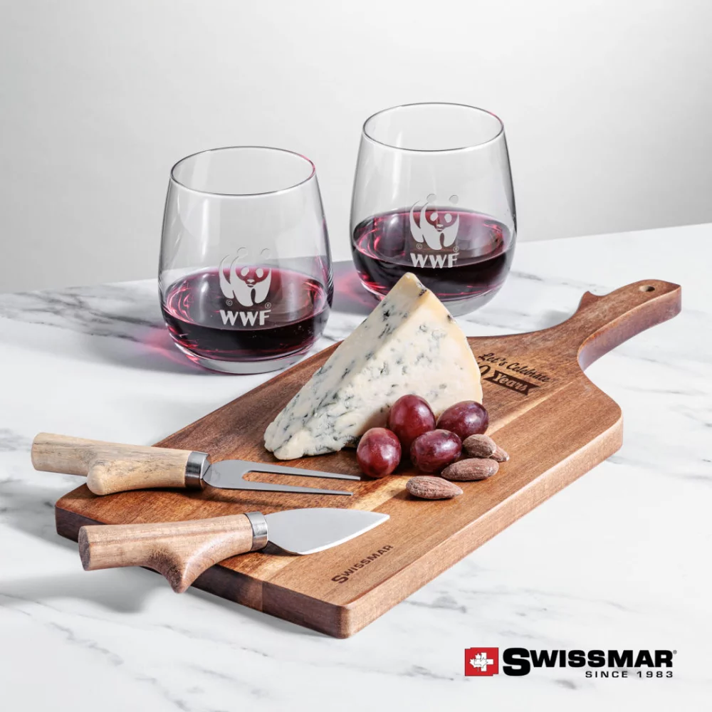 Planche à pagaie Swissmar® et 2 verres à vin sans pied Crestview