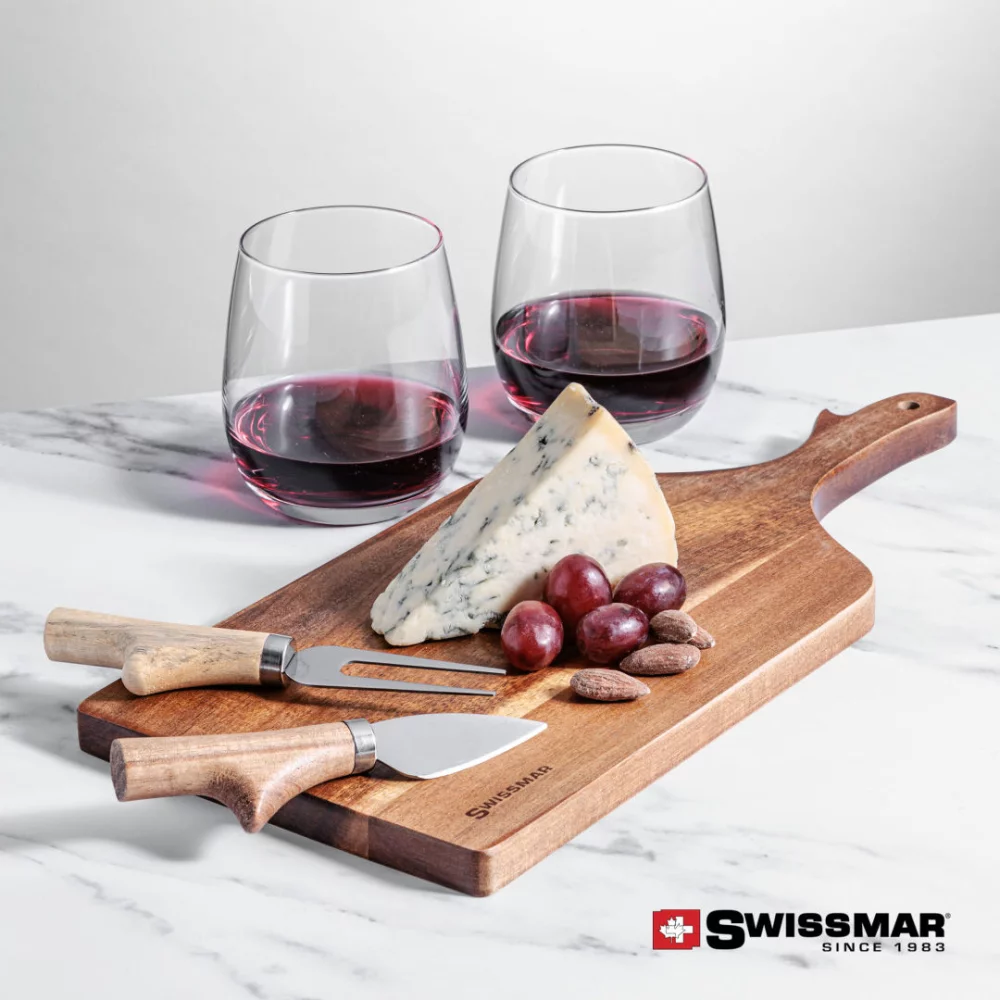 Planche à pagaie Swissmar® et 2 verres à vin sans pied Crestview