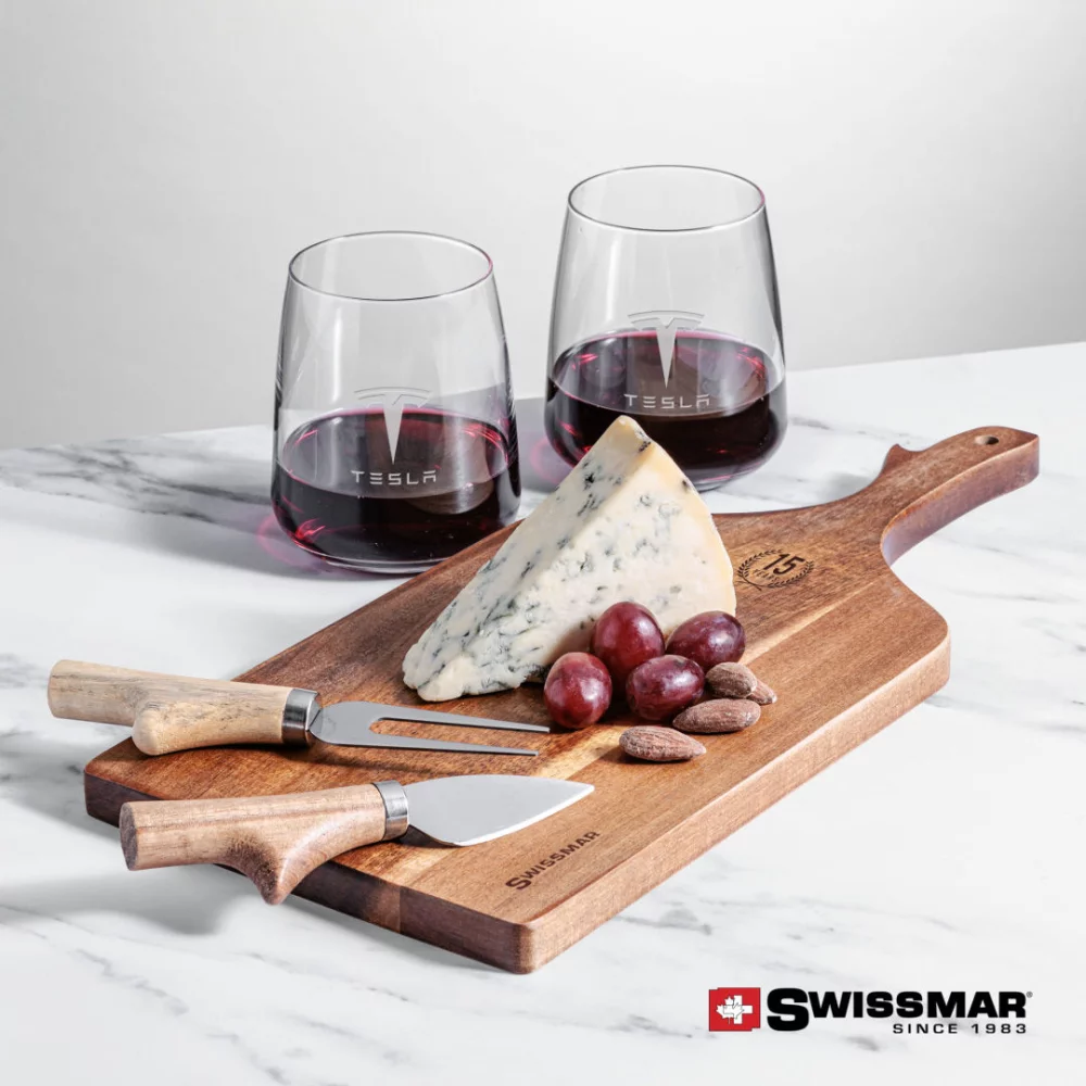 Planche à pagaie Swissmar® et 2 verres à vin sans pied Dunhill