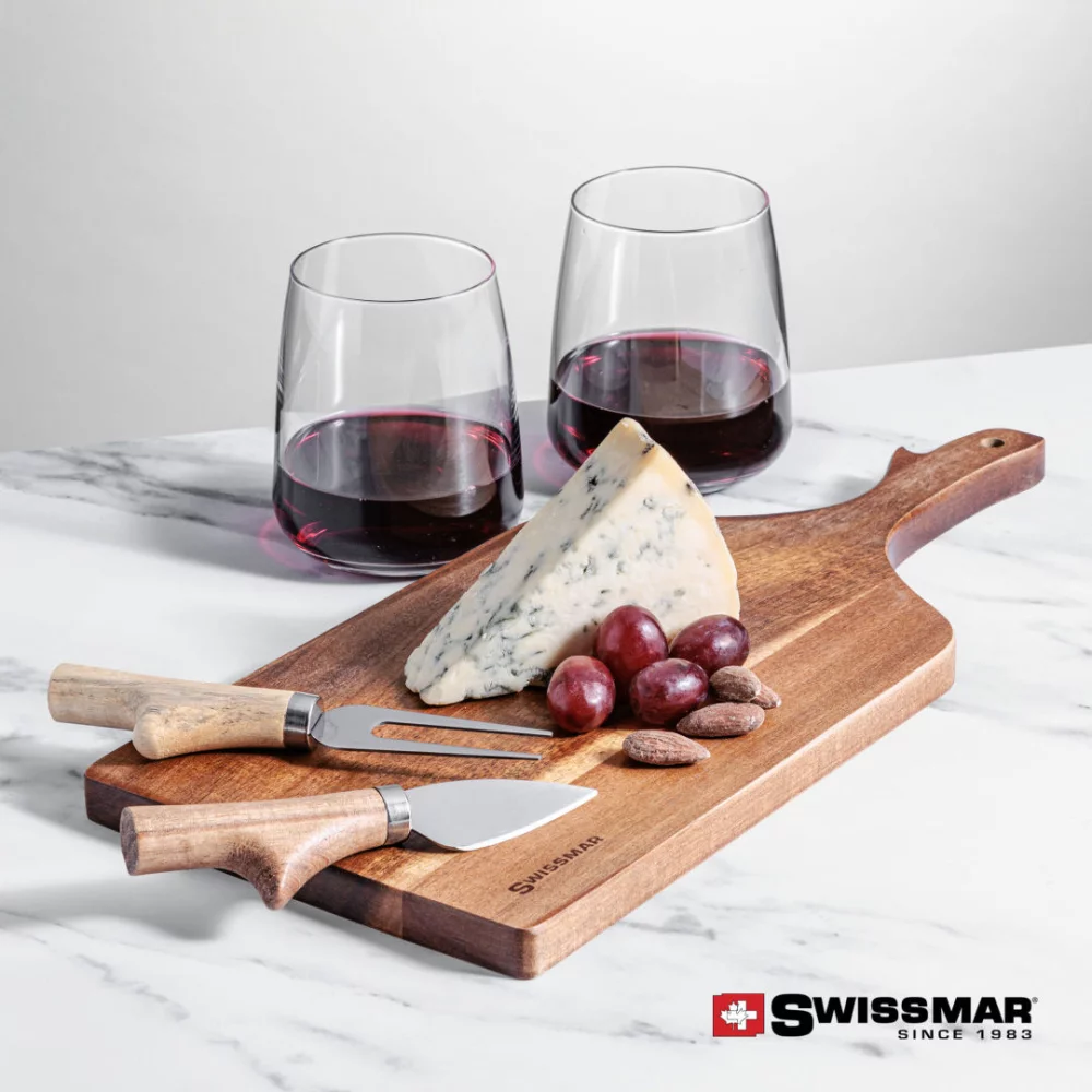 Planche à pagaie Swissmar® et 2 verres à vin sans pied Dunhill