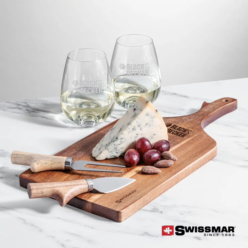 Planche à pagaie Swissmar® et 2 verres à vin sans pied Edderton