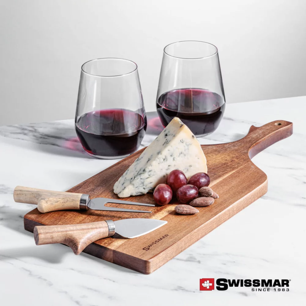 Planche à pagaie Swissmar® et 2 verres à vin sans pied Germain