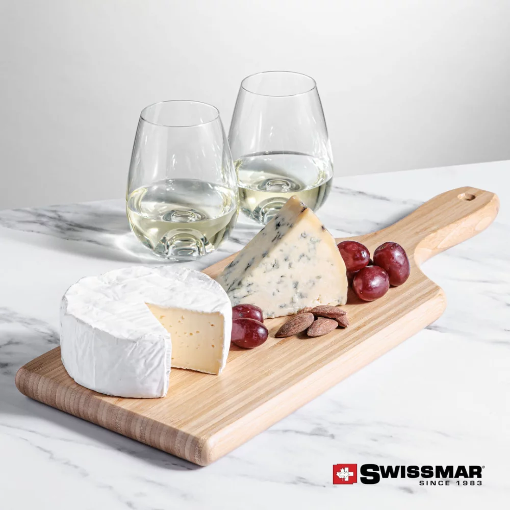 Planche en bambou Swissmar® et 2 verres à vin sans pied Edderton