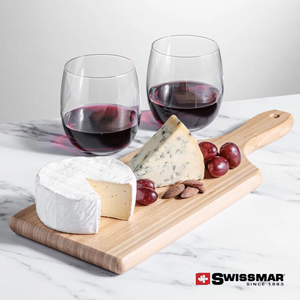 Planche en bambou Swissmar® et 2 verres à vin sans pied Zacata.