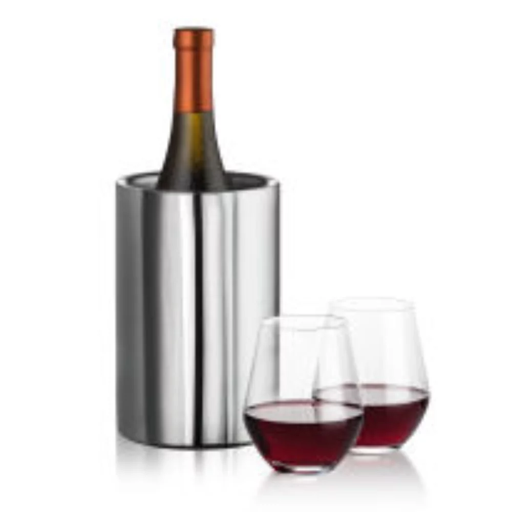 Refroidisseur de vin Jacobs et 2 verres à vin sans pied Reina.