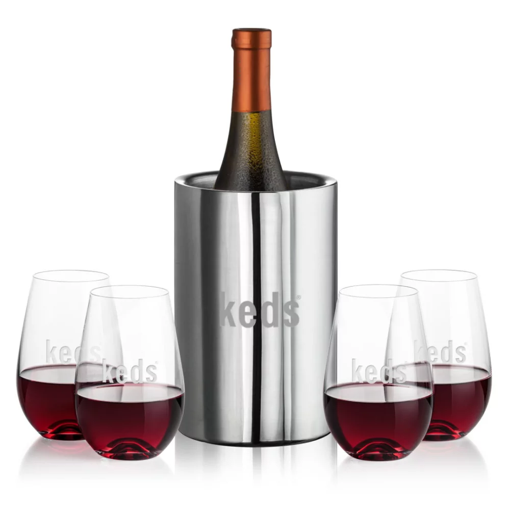 Jacobs Wine Cooler & 4 Boston Stemless Wine