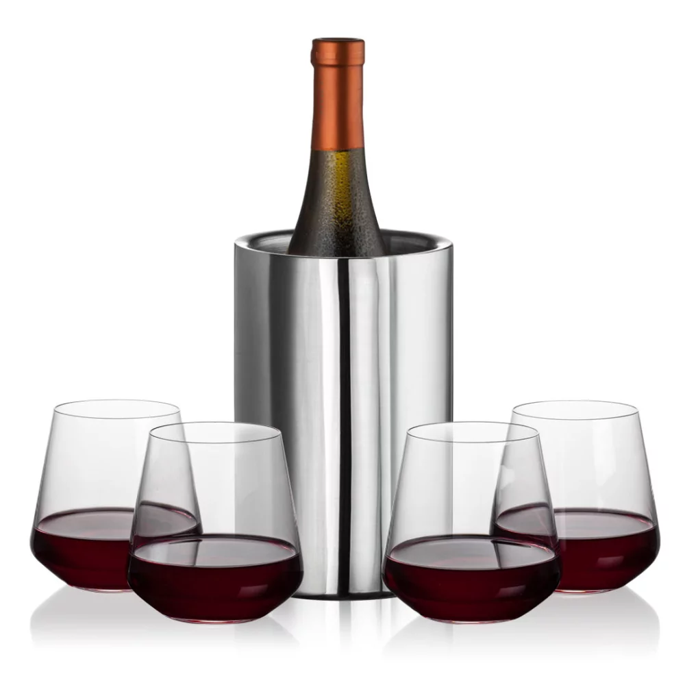 Jacobs Wine Cooler & 4 Cannes Stemless Wine