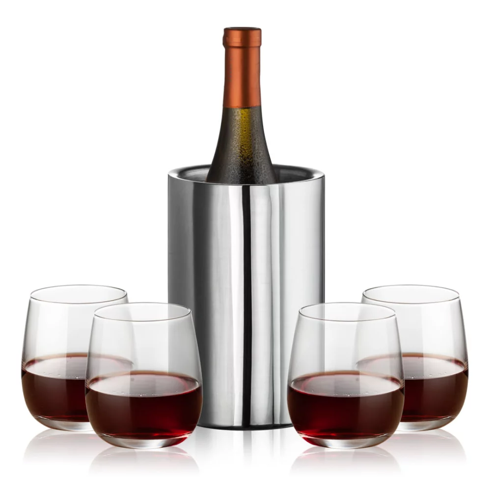 Jacobs Wine Cooler & 4 Crestview Stemless Wine