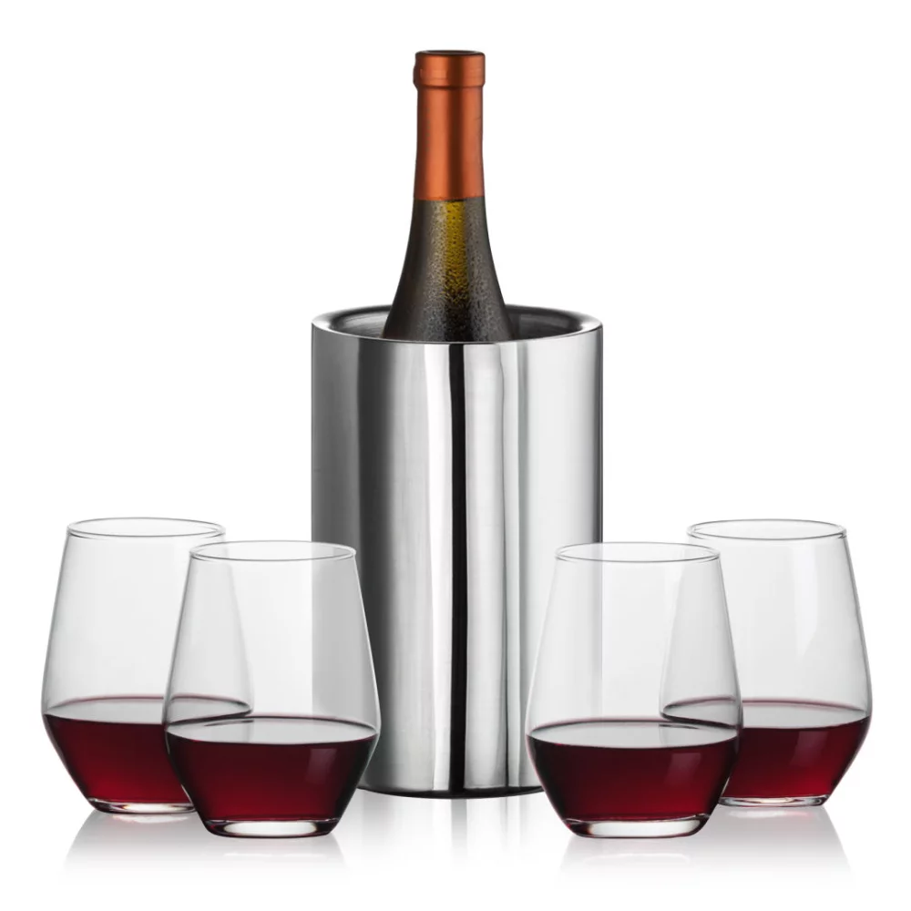 Jacobs Wine Cooler & 4 Mandelay Stemless Wine
