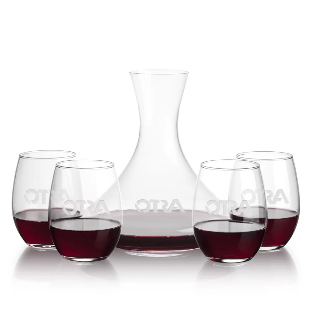 Carafe Senderwood et 4 verres à vin sans pied Stanford.