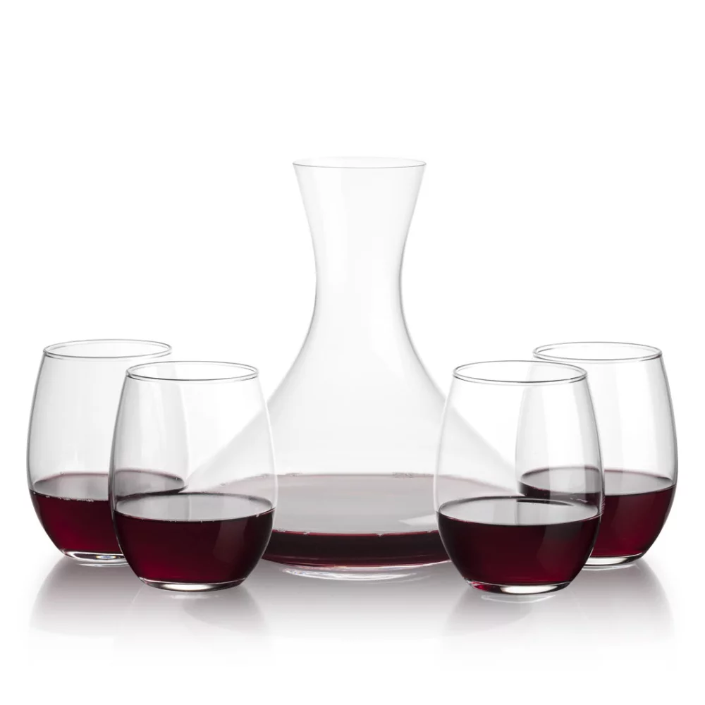 Carafe Senderwood et 4 verres à vin sans pied Stanford.