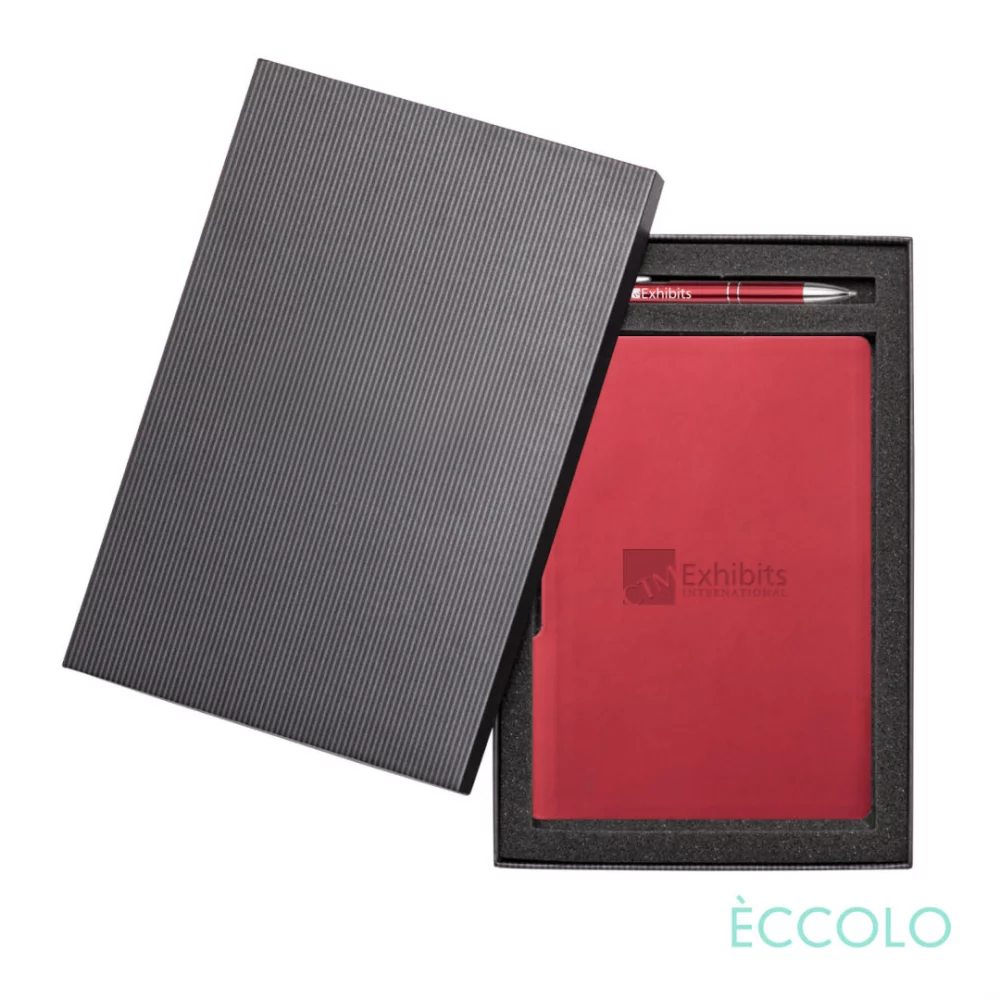 Eccolo® Groove Journal/Clicker Pen Gift Set - (M) Red